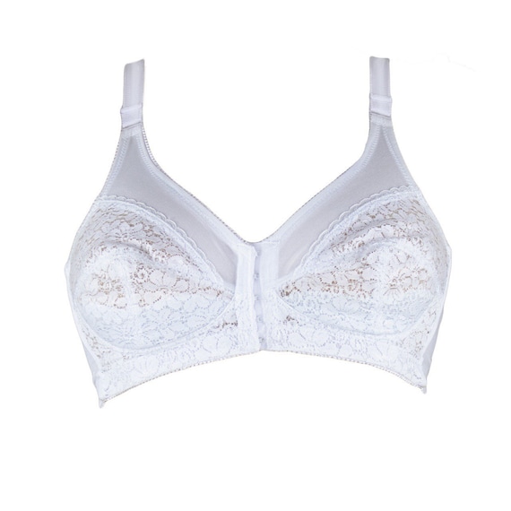 Vintage White Lace Cone Bullet Bra Bralette With Front Hook