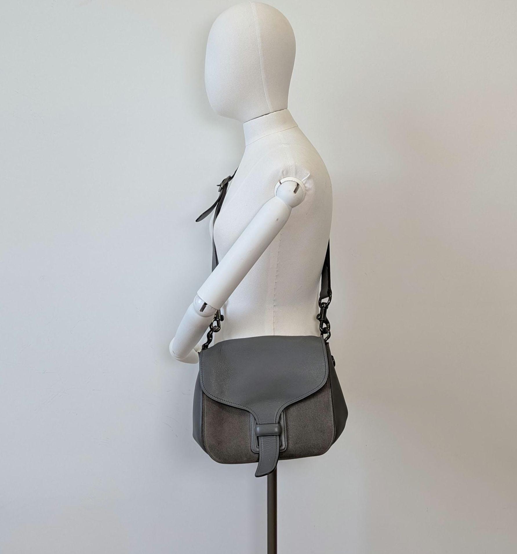 Coach X Rodarte Crossbody Bag Vintage Grey Suede and Leather 