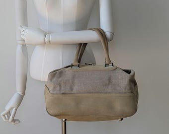 Y2K Baguette Bag: Sissi Rossi Rose Roux Canvas & Leather Handbag