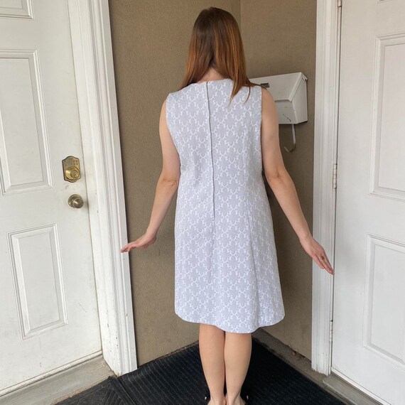 1960s Silver Metallic Babydoll Shift Dress Gem