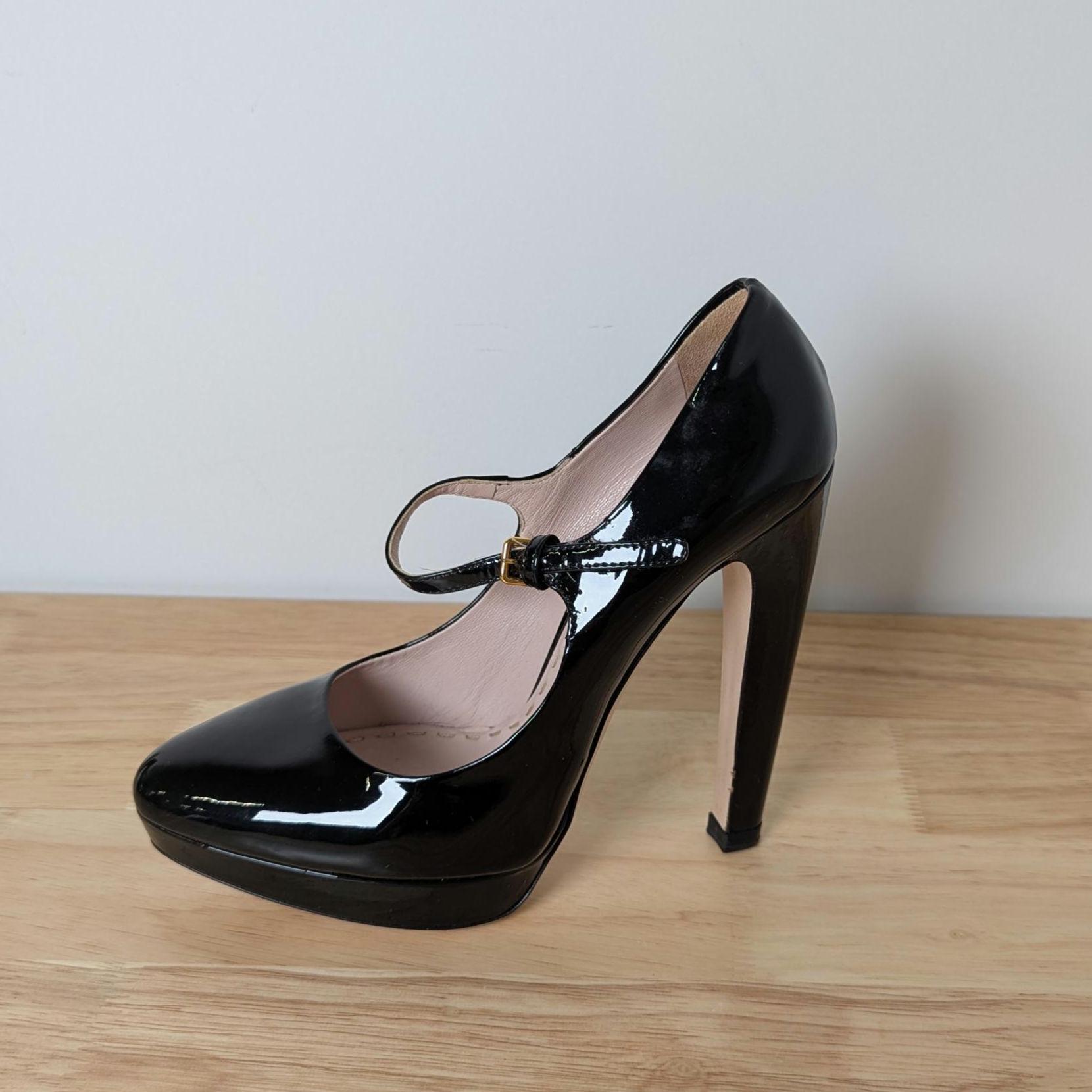 Miu Miu Black Patent Leather Mary Jane Heels - Size 37.5 - Etsy