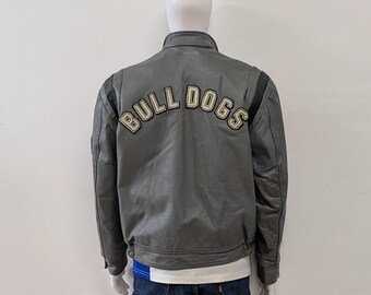 Vintage 1988 vintage grijs leren varsity jack Richmond Bulldogs