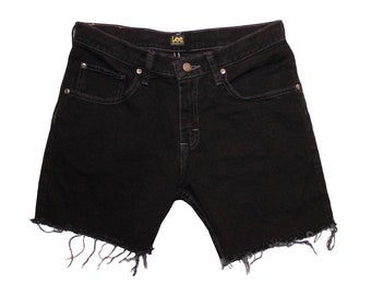 Black Lee Denim Cutoff High waisted Long Shorts 99% Cotton