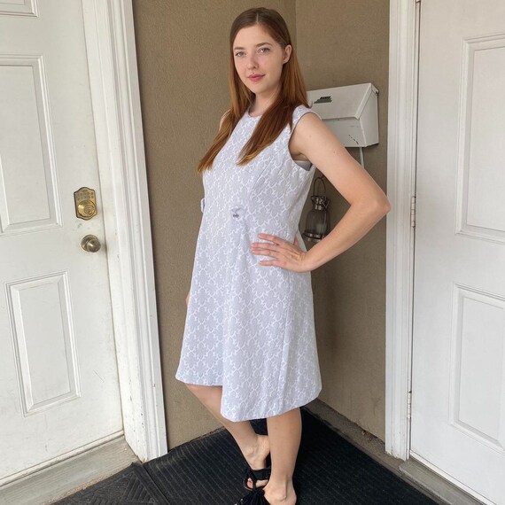 1960s Silver Metallic Babydoll Shift Dress Gem