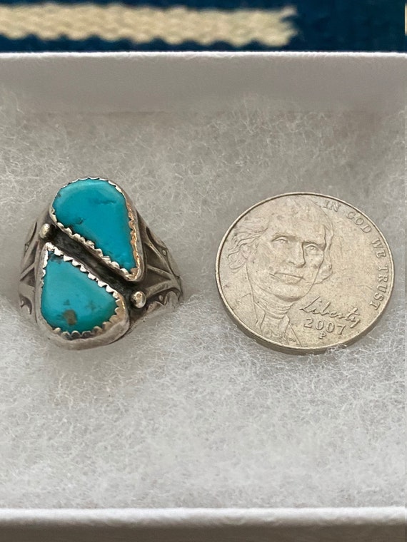 Twin Teardrop Turquoise stone ring. - image 4