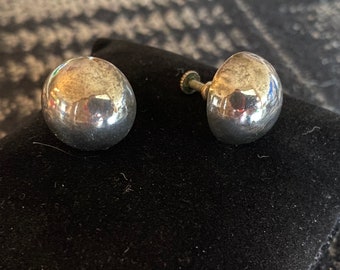 Vintage Silver dome screw back earrings