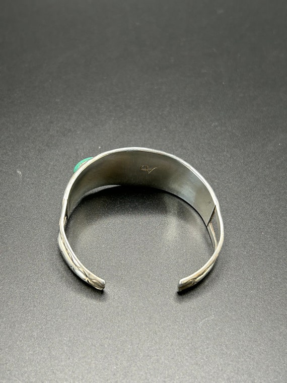 Three stone turquoise and silver cuff signed AD - image 3