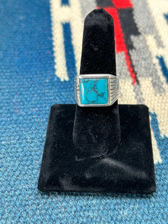 Sterling and turquoise mans ring