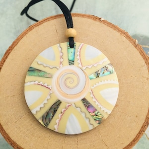 White Shiva Shell, Abalone Shell, Cone Shell, Mother of Pearl, adjustable cord necklace, jewelry for Women, Hawaiian jewelry, Beach jewelry