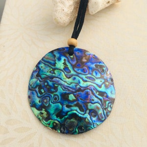 Natural Abalone Paua Shell Necklace, Adjustable Cord, Jewelry for Women, Island Jewelry,Beach Jewelry, Hawaiian Jewelry