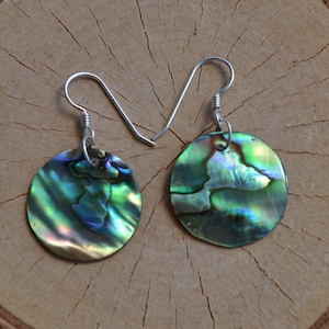 Natural Abalone Paua Shell Earrings, Sterling Silver Dangling Earrings ,Jewelry for Women, Island Jewelry, Beach Jewelry,Hawaiian jewelry