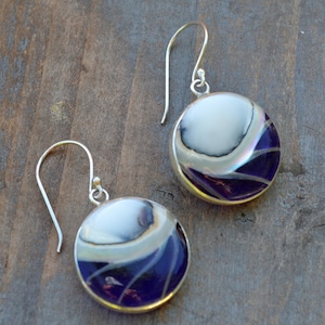 Nautilus circle Earrings set in a Sterling Silver Bezel, Cute, Lightweight, Easy to Wear, Hawaiian Jewelry, Beach Jewelry, Island Jewelry