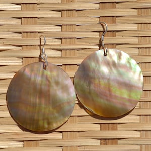 Braune Perlmutt Kreis Ohrringe, Sterling Silber Ohrhänger, Schmuck für Frauen, Strand Schmuck, Hawaiischer Schmuck, Insel Schmuck