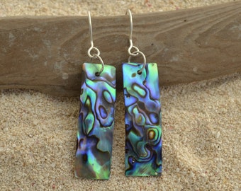 Large Blue PAUA ABALONE SHELL & 925 Sterling Silver Earrings Jewelry Large Blue PAUA ABALONE SHELL & 925 Sterling Silver Earrings Jewelry