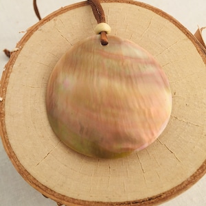 Brown Mother of Pearl Shell Necklace, Adjustable Cord Necklace, Jewelry for Women, Island Jewelry, Beach Jewelry