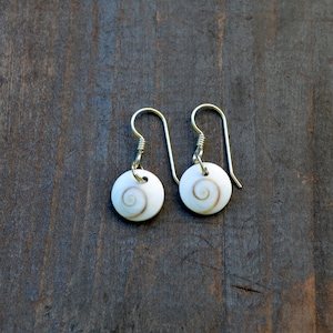 Small Shiva Shell Earrings, Sterling Silver Dangling Earrings, Jewelry for Women,,Beach jewelry, Island jewelry