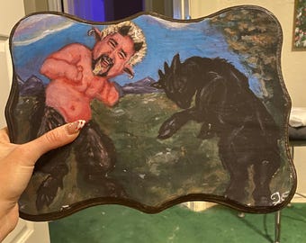 Guy Satyr print on plaque