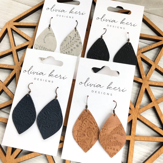 Vegan Leather Earrings Lightweight Earrings Dangle Earrings