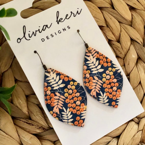 Autumn Earrings Leather Earrings Fall Earrings Lightweight