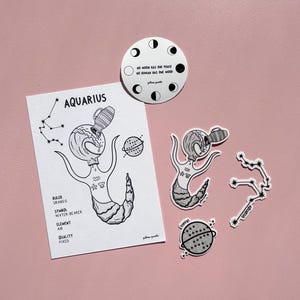 Naklejki ze znakiem zodiaku | Naklejki ze sztuką zodiaku | Zestaw naklejek ze znakiem zodiaku | Prezent ze sztuką astrologiczną | Pocztówka ze znakiem zodiaku | Naklejka ze znakiem astrologicznym