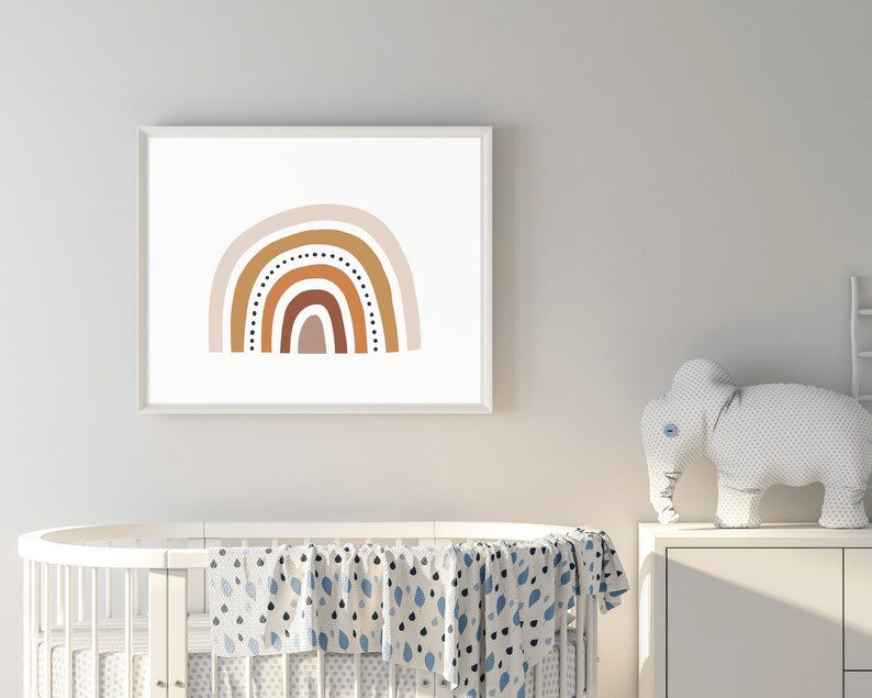 Neutral Rainbow Wall Art Print Boho Nursery Decor Rainbow