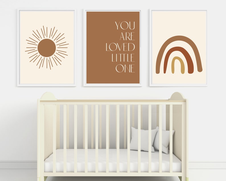 Neutral Rainbow Wall Art Prints Boho Nursery Decor Gender | Etsy