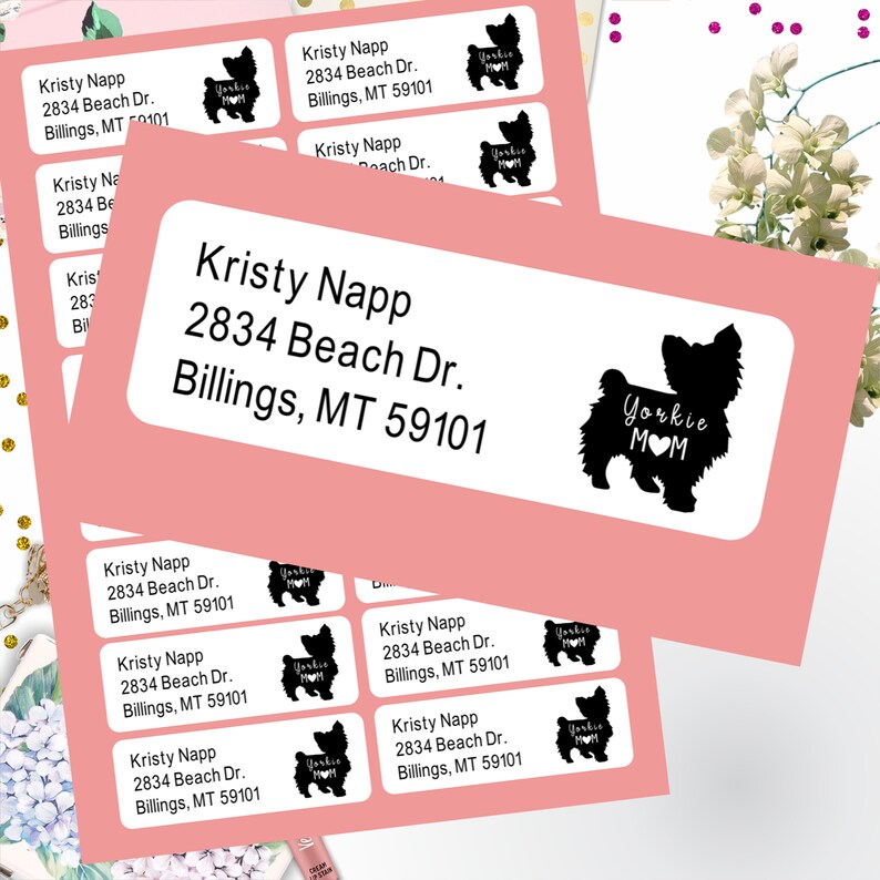 YORKIE MOM ADDRESS Labels Yorkshire Terrier Paw Prints Cute Etsy