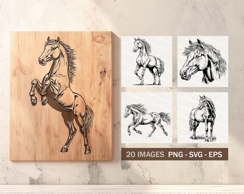 Vector Horse Clipart - Line Art Digital Illustration - Horse SVG PNG ...