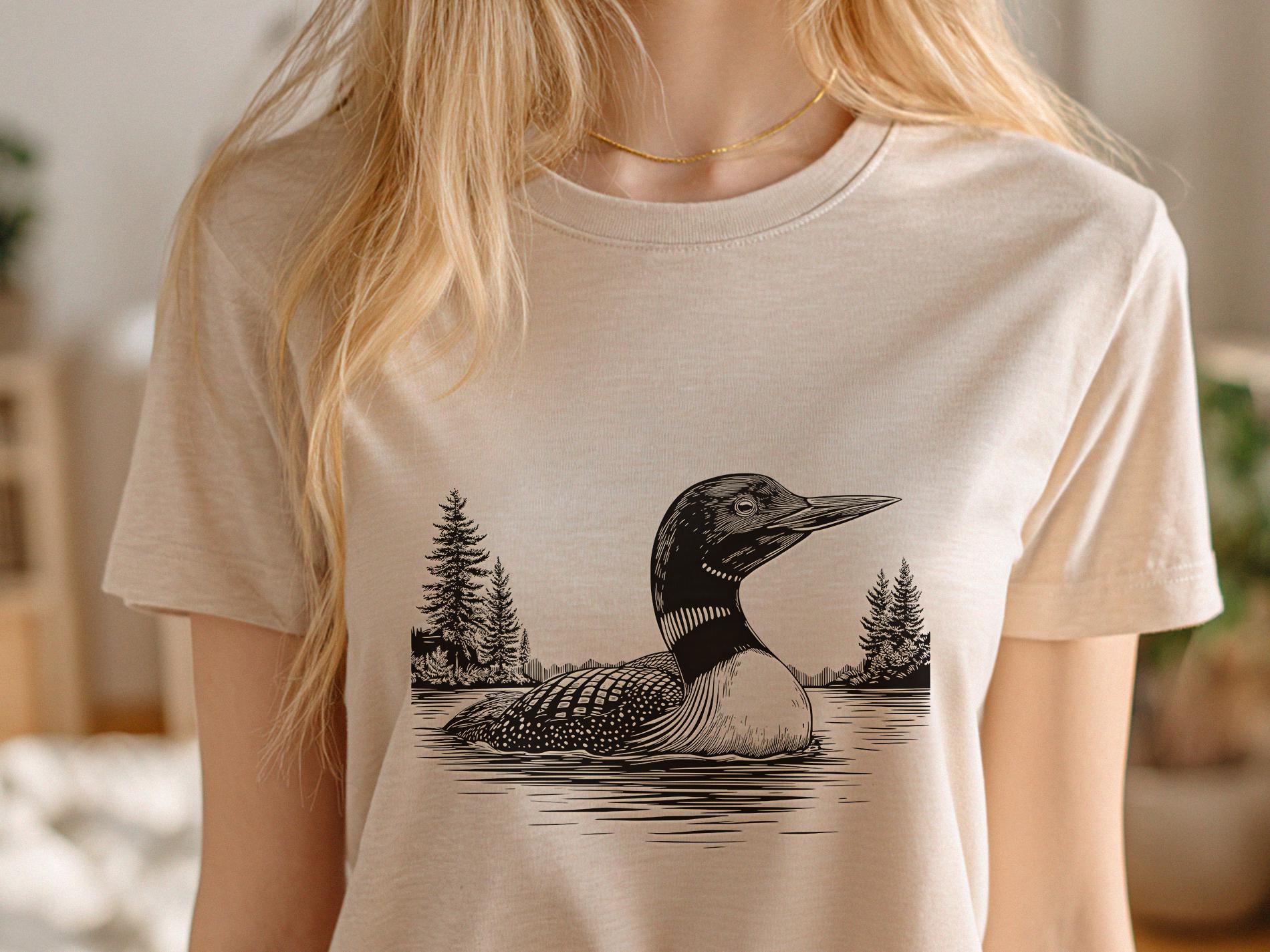 Loon Bird Vector Illustration SVG – Line Art PNG EPS – Laser Engraving ...