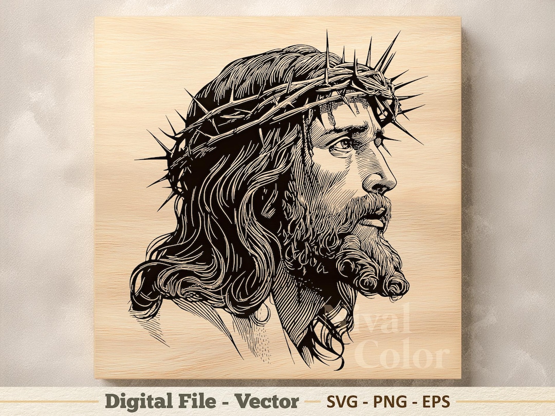 Jesus Christ Vector Illustration SVG – Portrait Line Art PNG ...