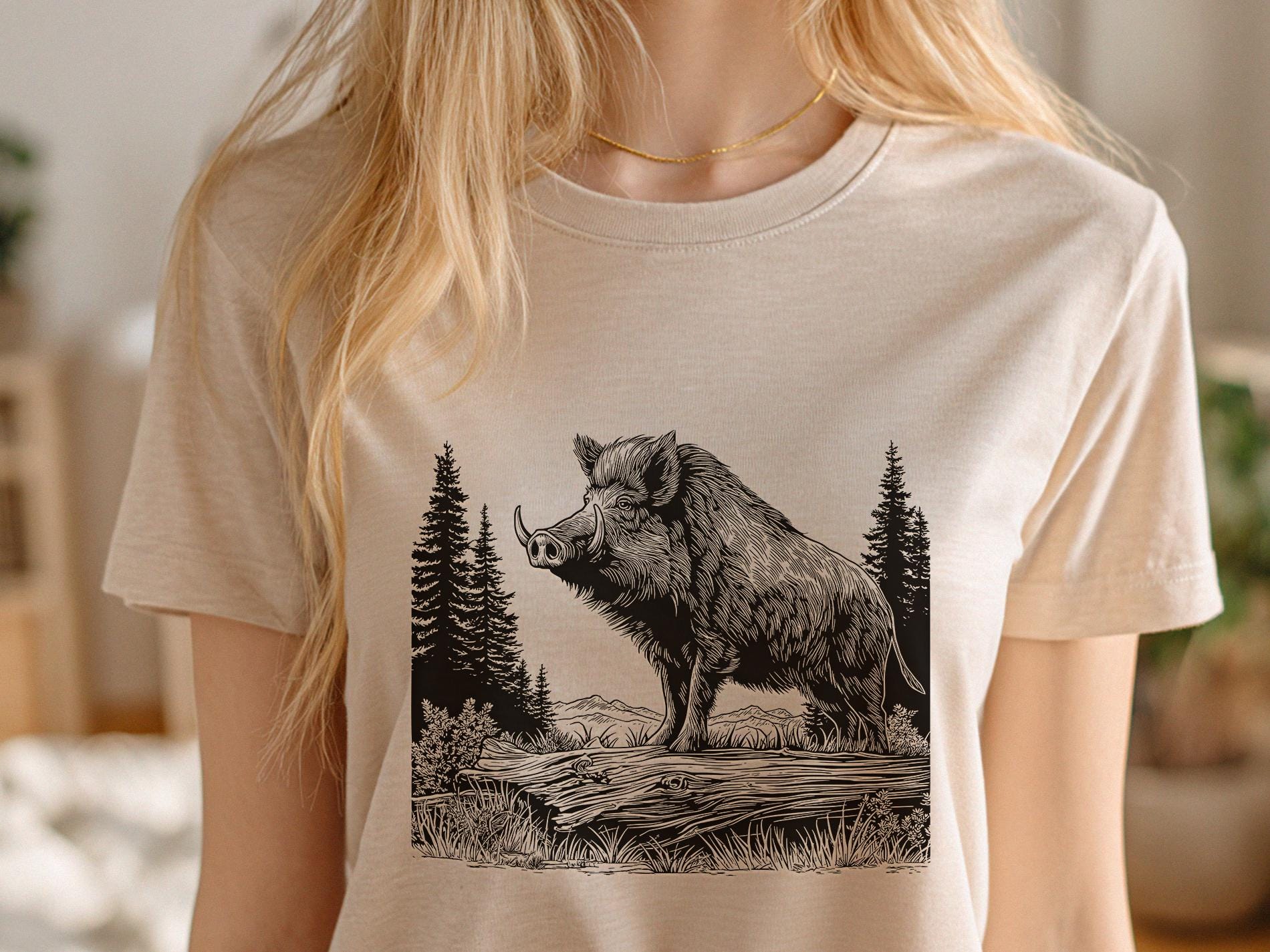 Wild Boar Vector Illustration SVG – Boar Line Art PNG - Laser Engraving ...