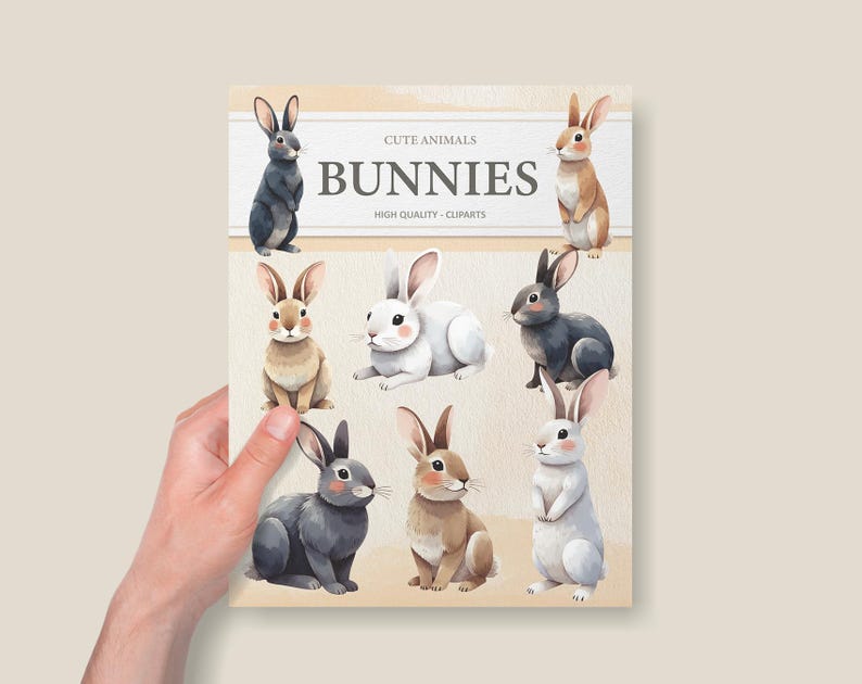 Cute Bunny Nursery Clipart - Digital Illustration Bunnies - Rabbit ...