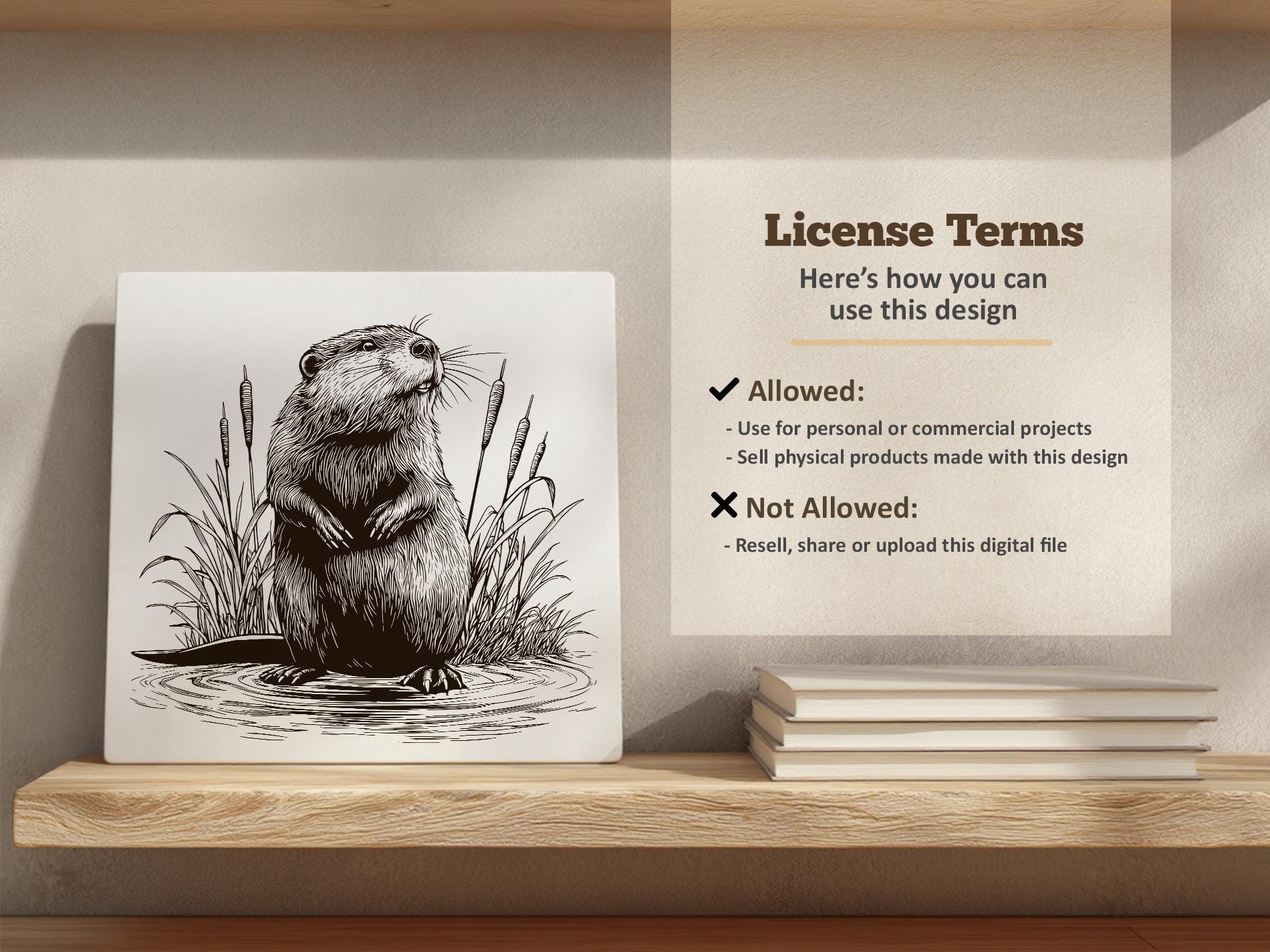 Beaver Vector Illustration SVG – River Beaver Line Art PNG - Laser ...