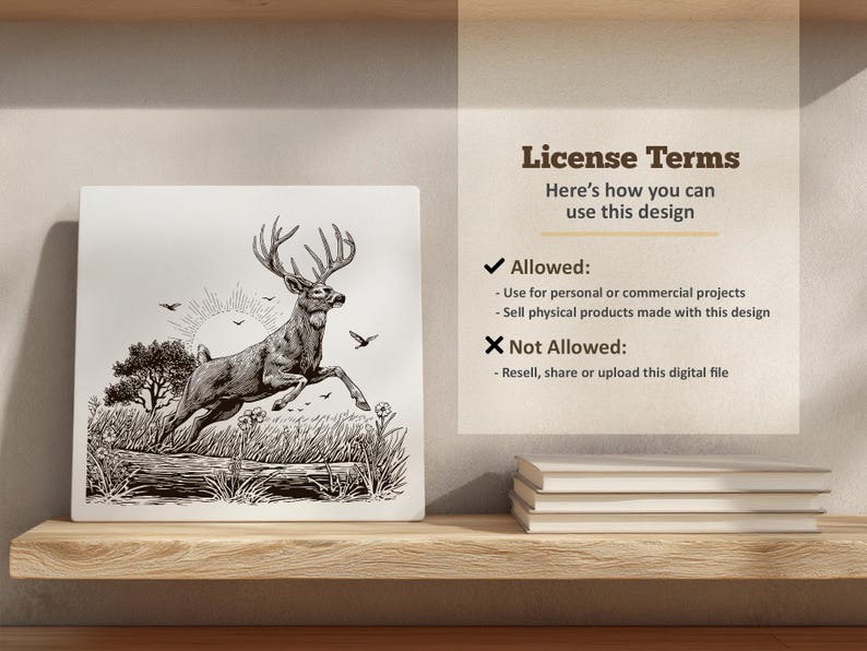 Deer Vector Illustration SVG – Jumping Buck Line Art PNG - Laser ...