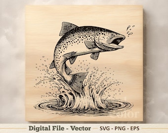 Forel vectorillustratie SVG – springforel zeer fijne tekeningen PNG - lasergravure clipart – digitale download