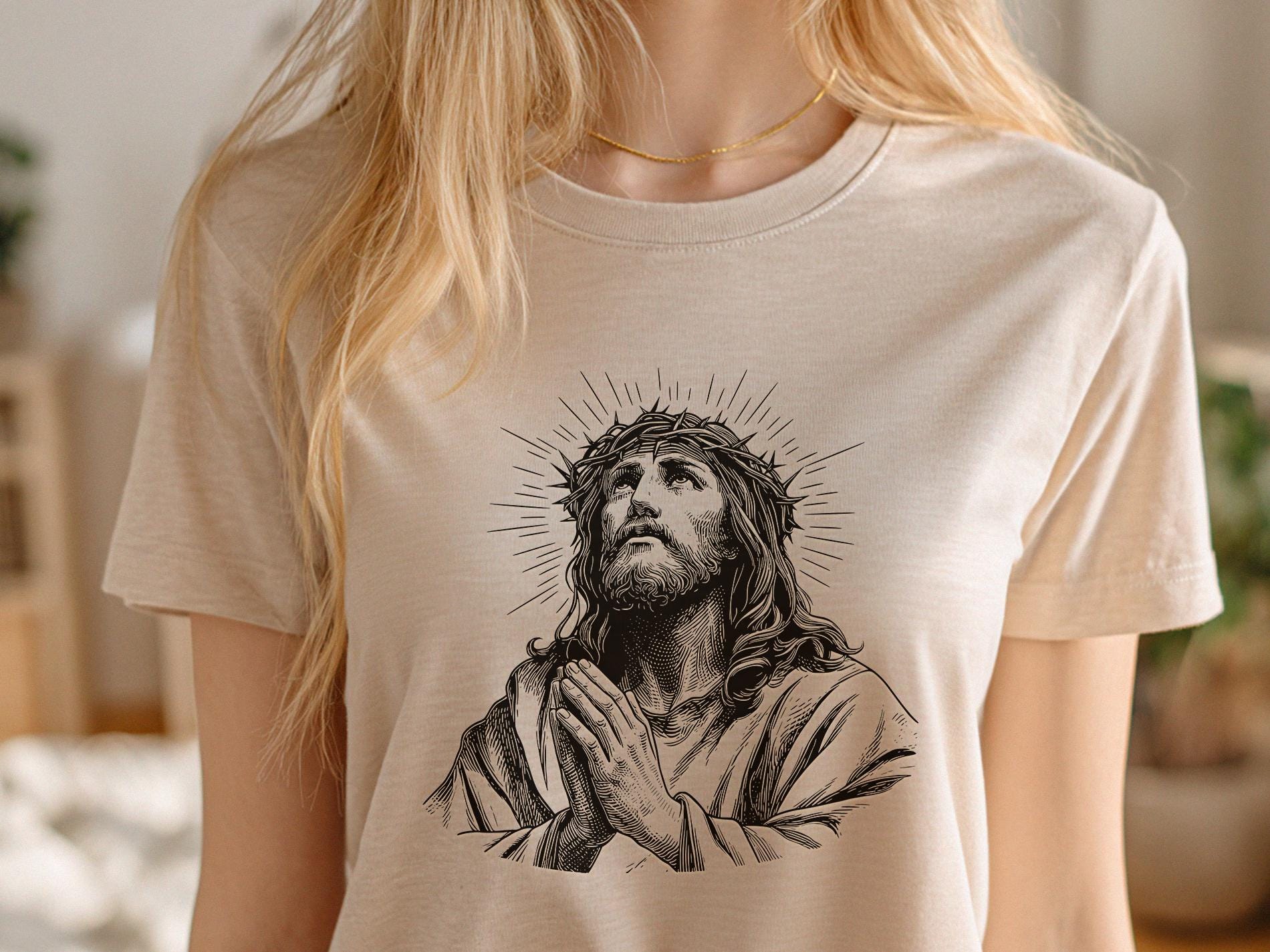 Jesus Vector Illustration SVG – Christ Religious Line Art PNG - Laser ...