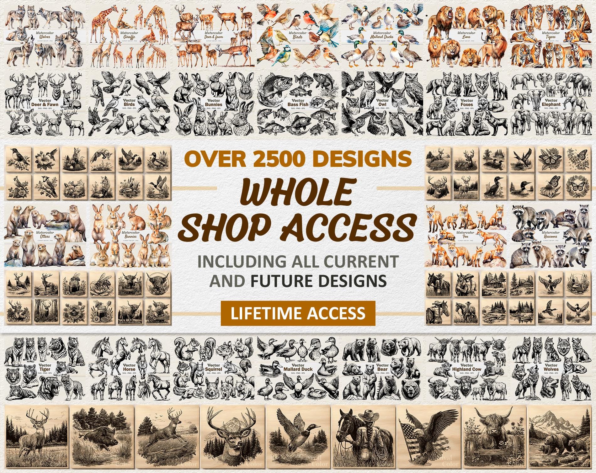 Whole Shop Mega Bundle 2500+ Designs - Vector Line Art - Clipart PNG ...
