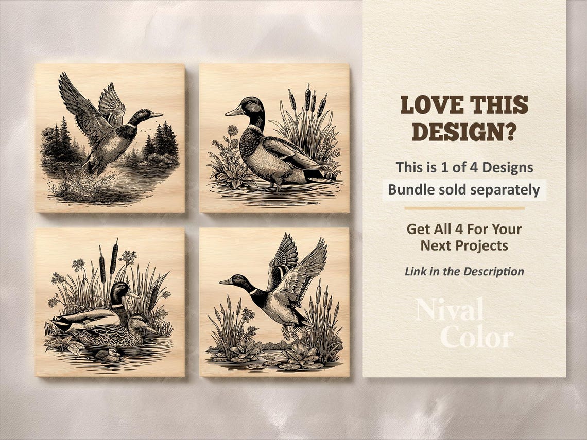 Mallard Duck Family Vector Illustration SVG – Wild Ducks Line Art PNG ...