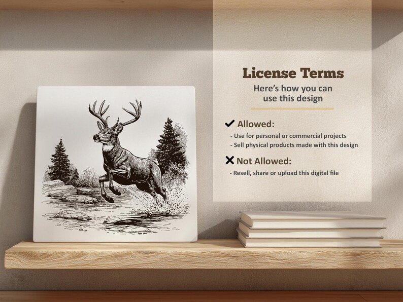 Jumping Deer Vector Illustration SVG – Stag Line Art PNG - Laser ...