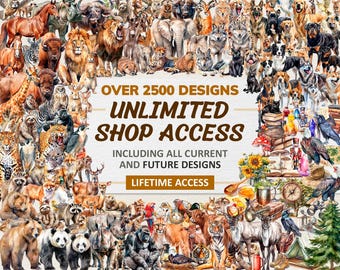 Megapaquete para toda la tienda: más de 2500 imágenes prediseñadas vectoriales de acuarela - PNG SVG - Acceso de por vida - Uso comercial