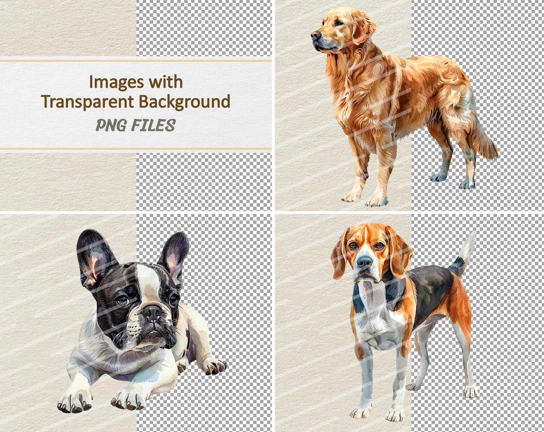 Watercolor Dog Bundle Clipart - Digital Puppy Illustration - Pet Breeds ...
