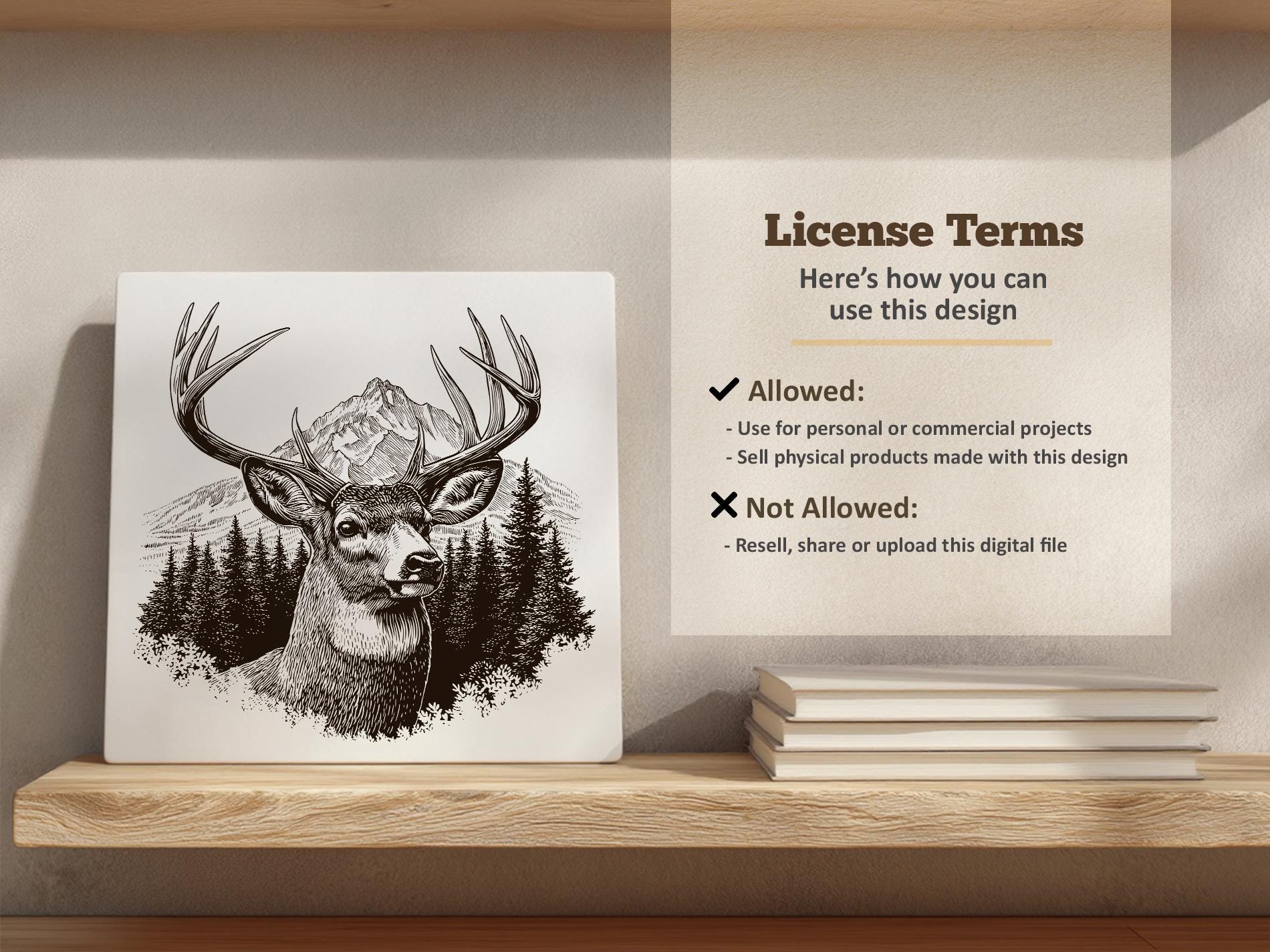 Deer Portrait Vector Illustration SVG – Buck Line Art PNG - Laser ...