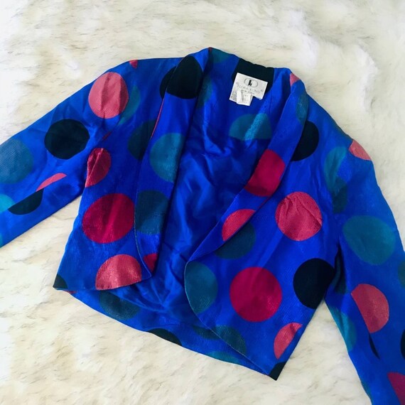 Vintage 80s Flora Kung silk retro blazer jacket
