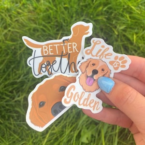 50PC GOLDEN RETRIEVER STICKERS!! Cute Animal Dog Golden Retriever Assorted stickers!
