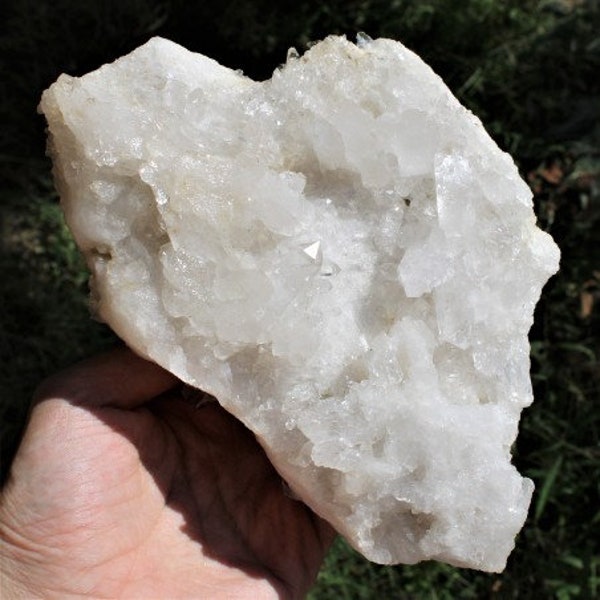 Grand DRUSE Quartz Hyalin Naturel Cristal de roche Double Cristallisation