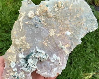 Rare Amethyst with Quartz Flower Mineral Crystal Healing Home Decor Zen A+