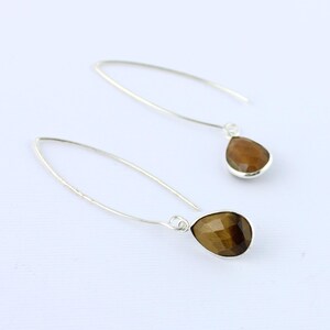 Boucles d'oreilles oeil de tigre multiforme Plaqué argent Minéraux Cristaux