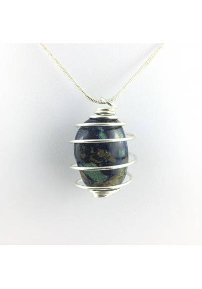 Pendant Crystal Tumbled Azurite and Malachite Chakra Reiki Crystal Healing