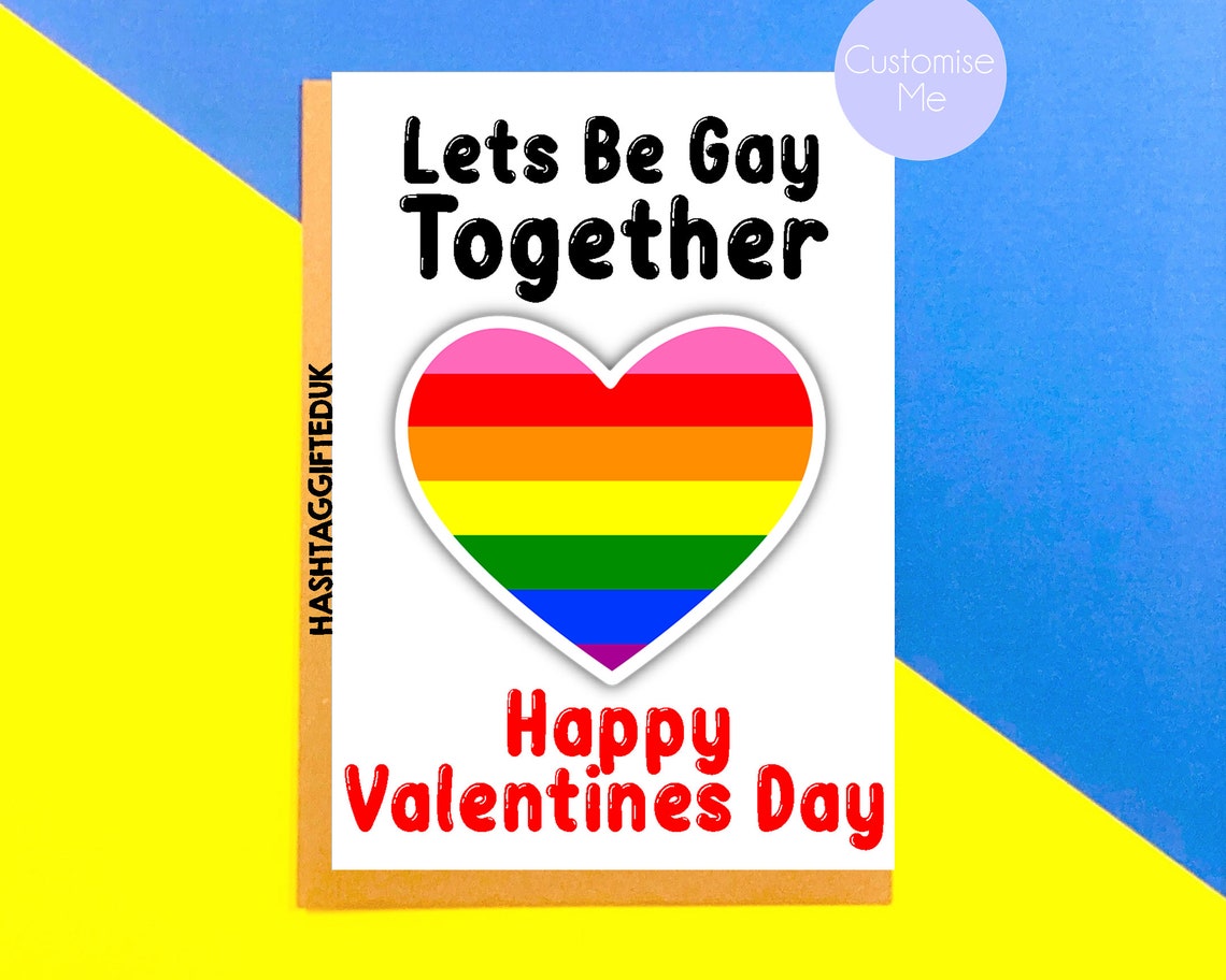 Same Sex Valentines Day Card Gay Card Lgbt Card Rainbow Etsy