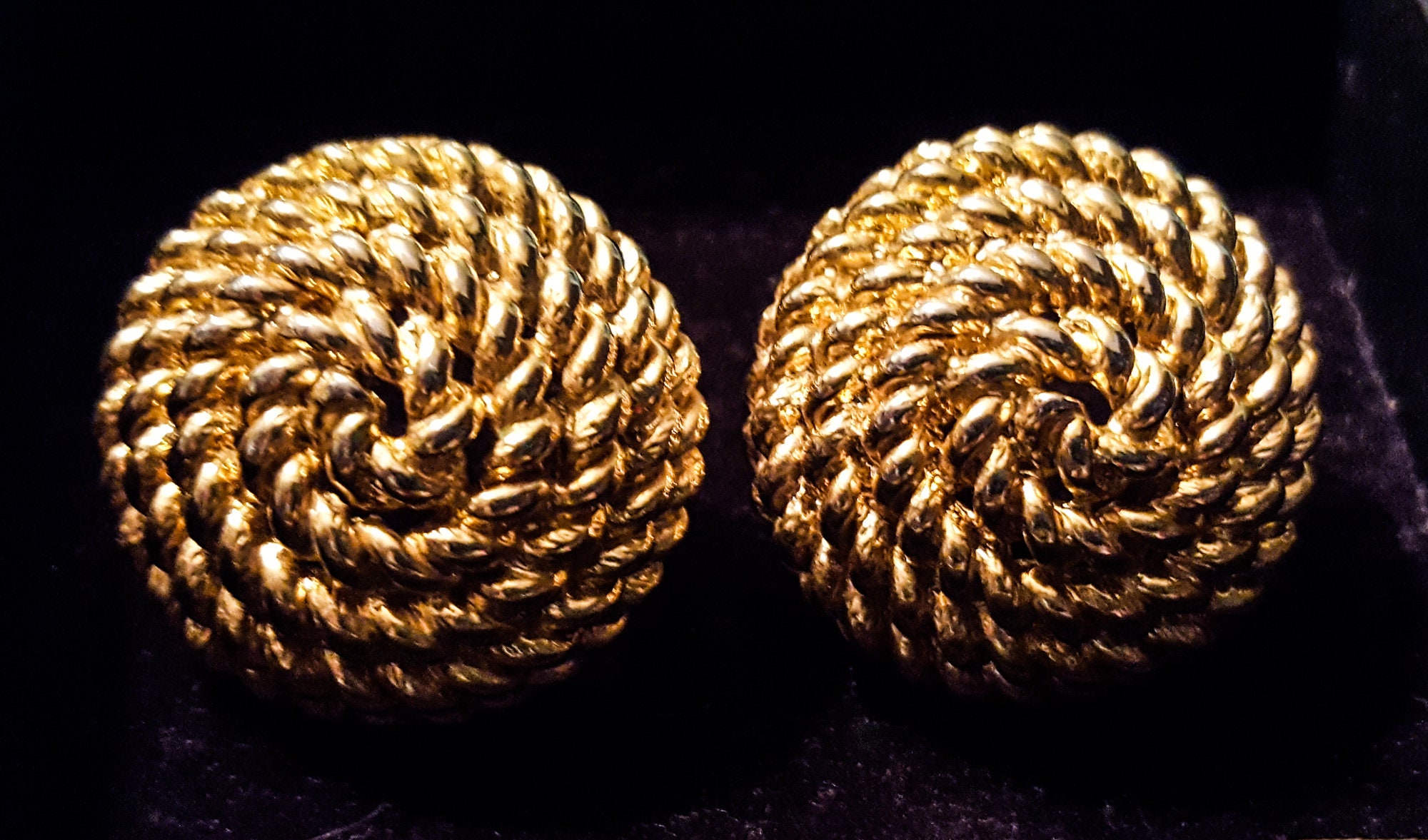 Vintage gold twisted rope knot earrings Etsy
